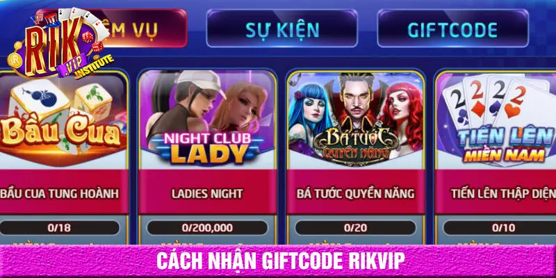 cách nhận giftcode rikvip