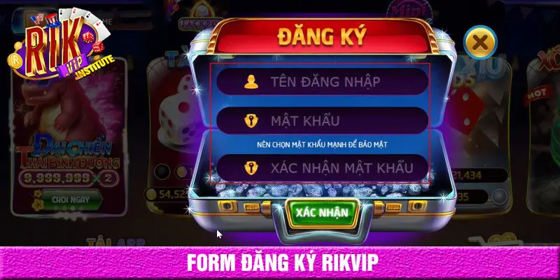 Điền thông tin đăng ký rikvip vào mẫu đăng ký