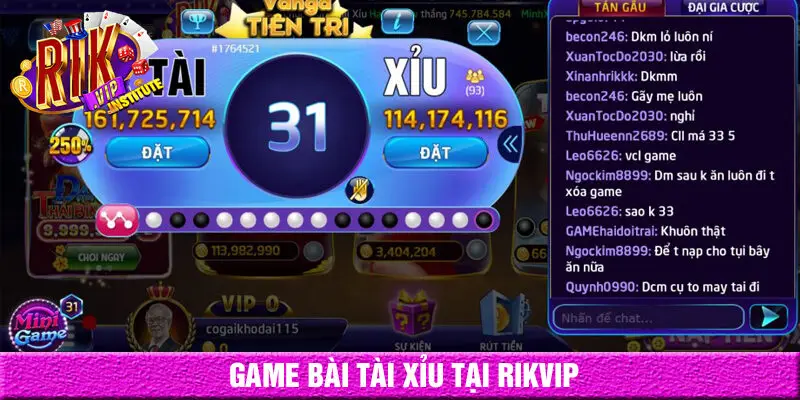 Game bài đổi thưởng tài xỉu tại rikvip
