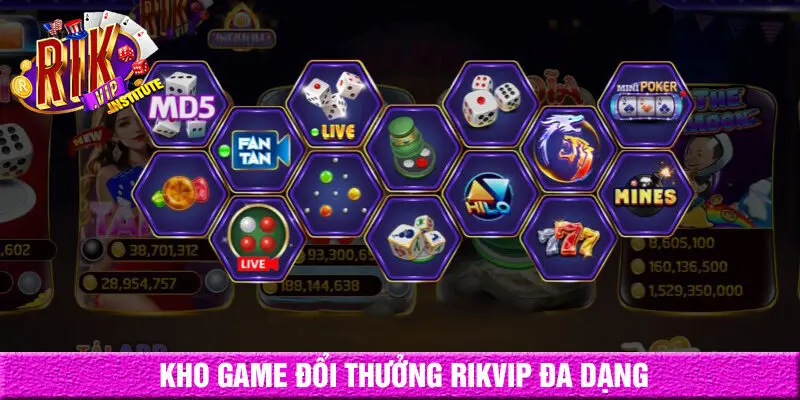 Kho game Rikvip đa dạng cho thấy cổng game uy tín