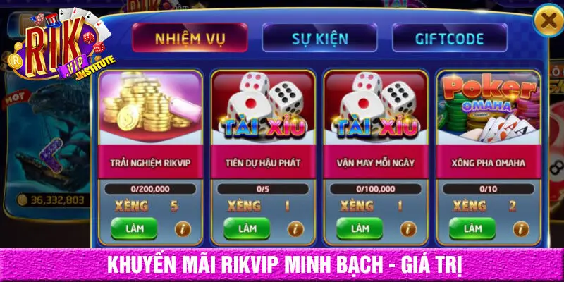 Rikvip uy tín cung cấp chương trình khuyến mãi giá trị