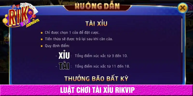 Luật chơi tài xỉu rikvip