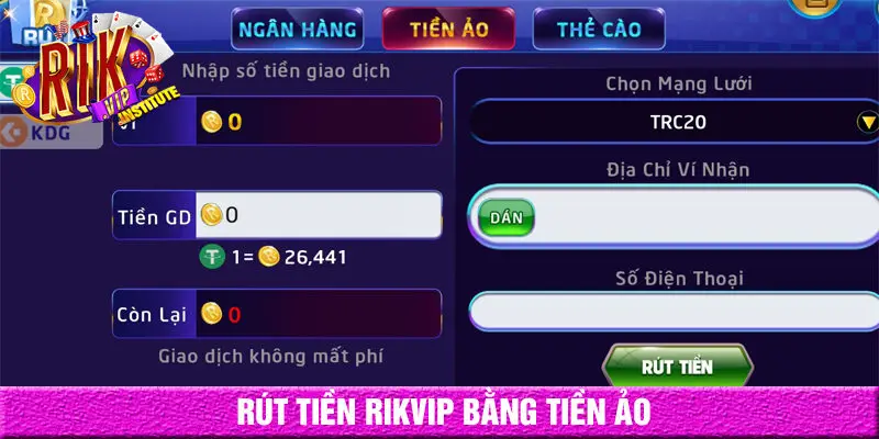 Rút tiền rikvip - hình thức tiền ảo